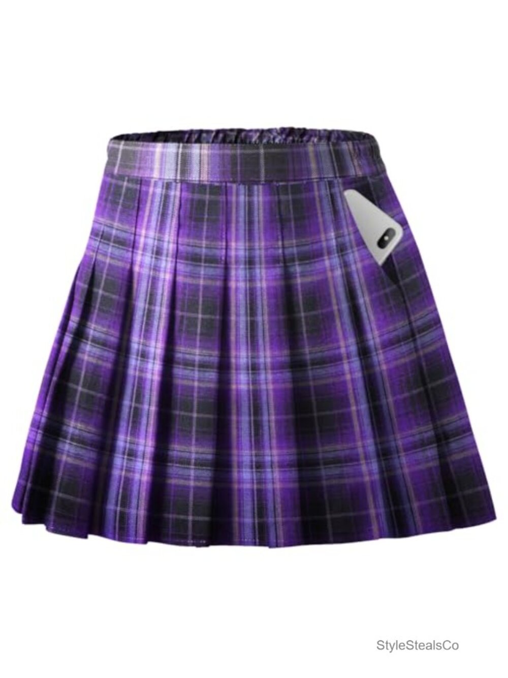 Girls Pleated Skirt with Shorts Elastic Waist School Uniform Built-in Safety